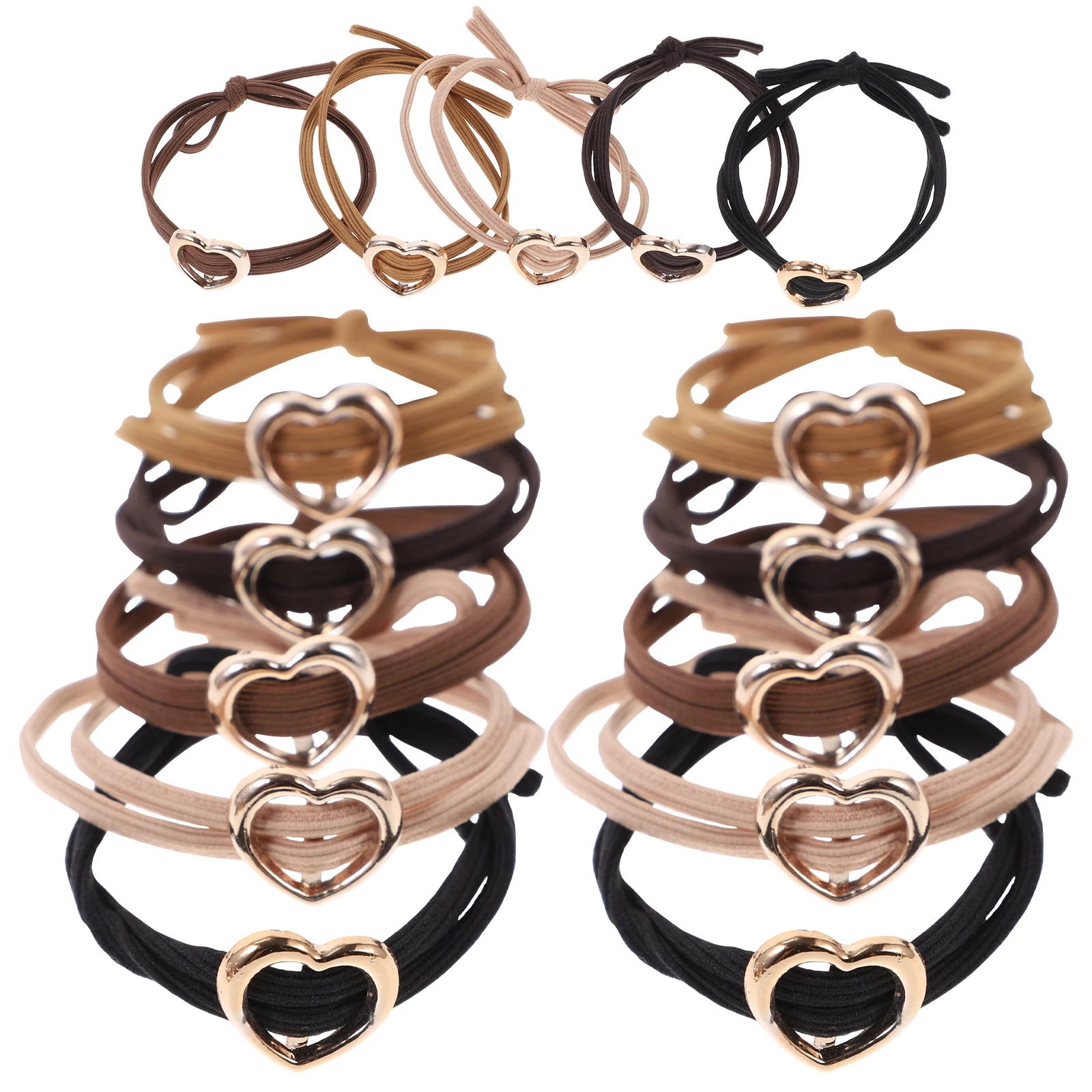 

30pcs Elastic Bands Circle Ropes Fashion Heart Charm Hair Tie Rings Durable Comfortable Daily Wear Party Office Formal Events