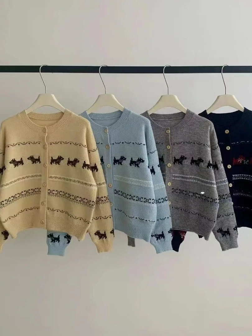 

Spring 2026 round Ne Knitted Open Cardigan Women's Slim Fit Casual Design Sensation All-Match Casual Sle Long Sve Knit...