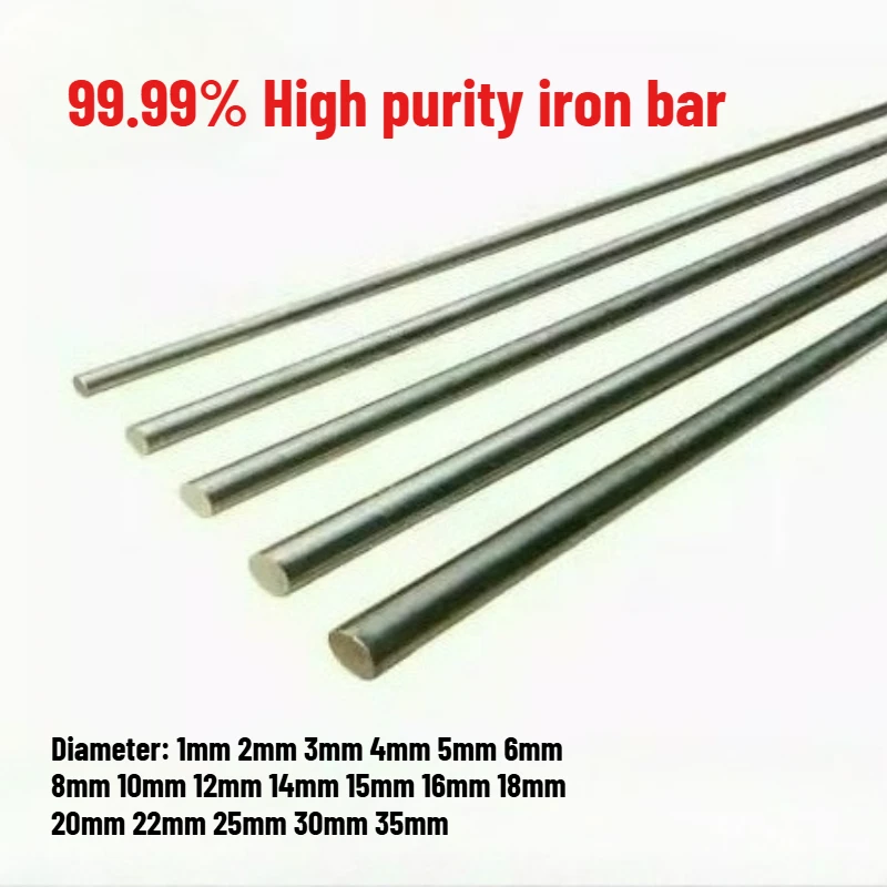 1/2/3Pcs 99.99% High Purity Iron Rod Polishing Iron Rod Diameter 1mm-35mm * 100mm Length for Scientific Research