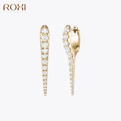 ROXI INS-Pendientes de aro de plata de ley 925 con cristales de circonita para mujer, aretes con colgante de Awl, joyería creativa