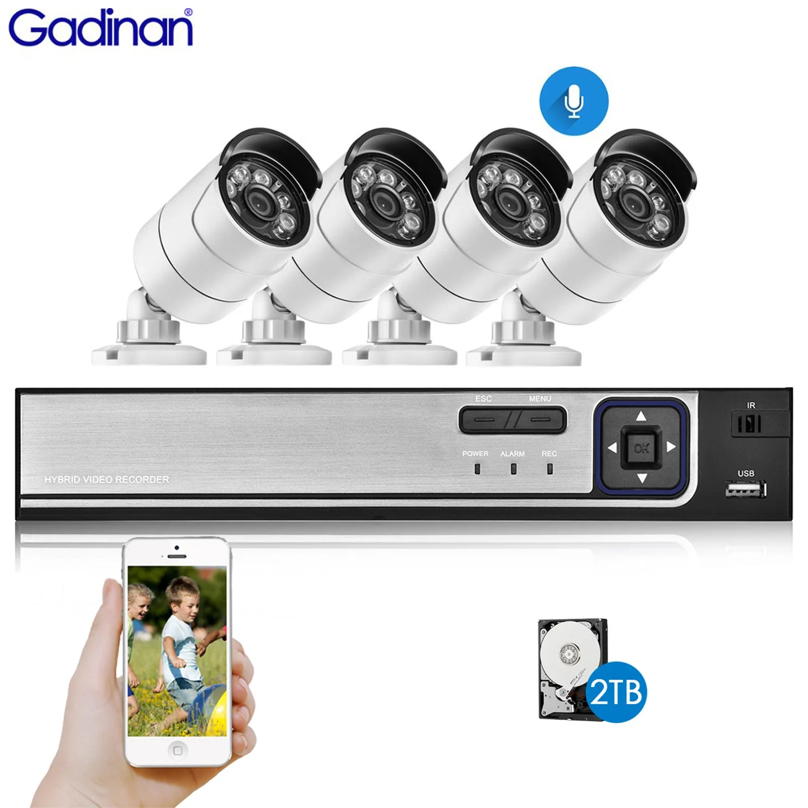 gadinan cctv surveillance nvr grupo camera de seguranca sistema de visao noturna ai motion detection audio record ip 4ch poe 5mp 4mp 01