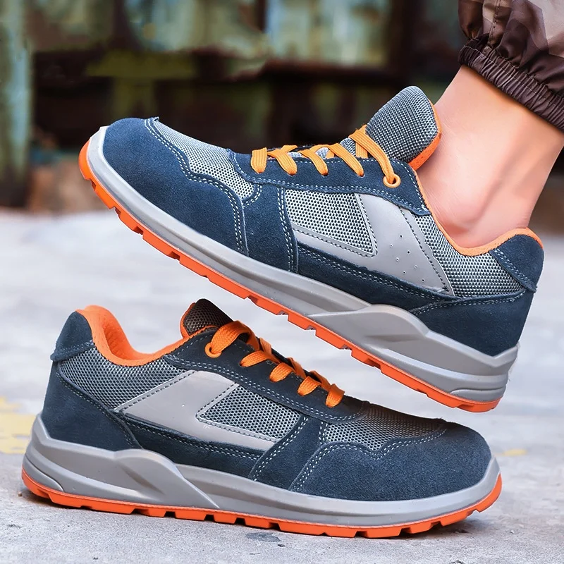 new design mens casual breathable safety shoes big size working shoe worker steel toe caps security boots protective footwear