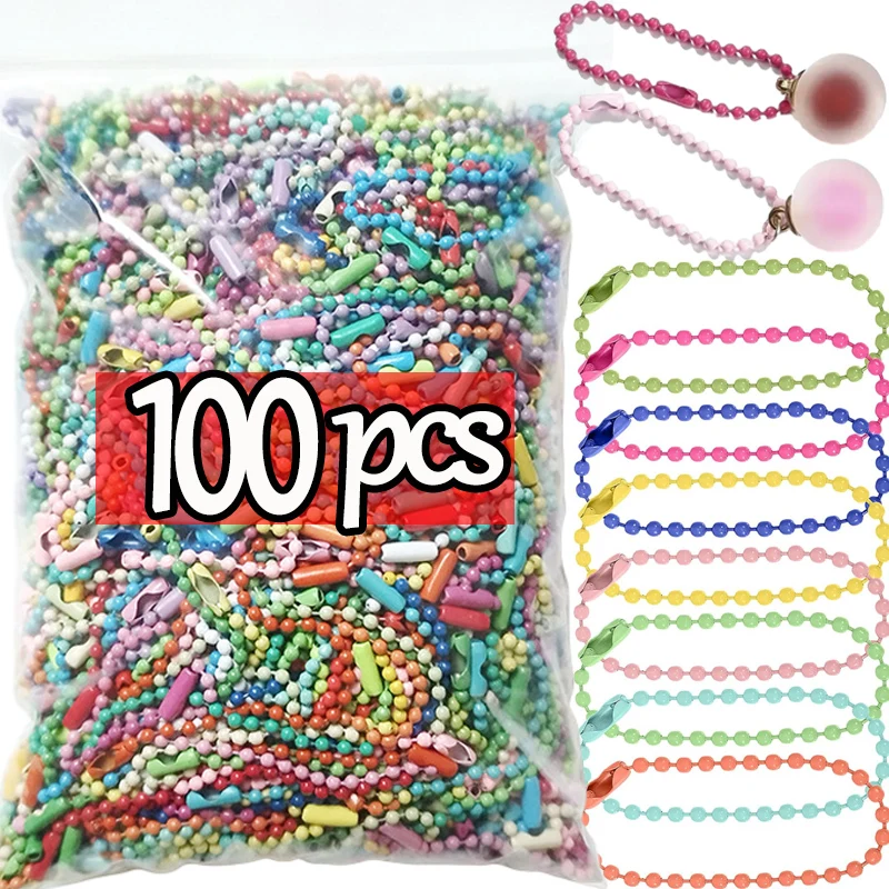 10/100pcs Ball Bead Chains Diy Keychain Dolls Label Hand Tag Connector Bracelet Jewelry Making Finding Accessorise Wholesale