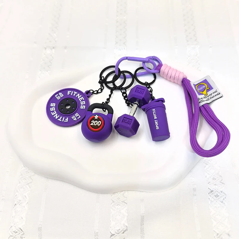 Llaveros de Fitness, Llavero de Barra de Gimnasio, Llavero de Halterofilia, Llavero de Silicona con Forma de Disco de Pesas, Regalos de Entrenamiento, Colgantes Desmontables para Bolsos