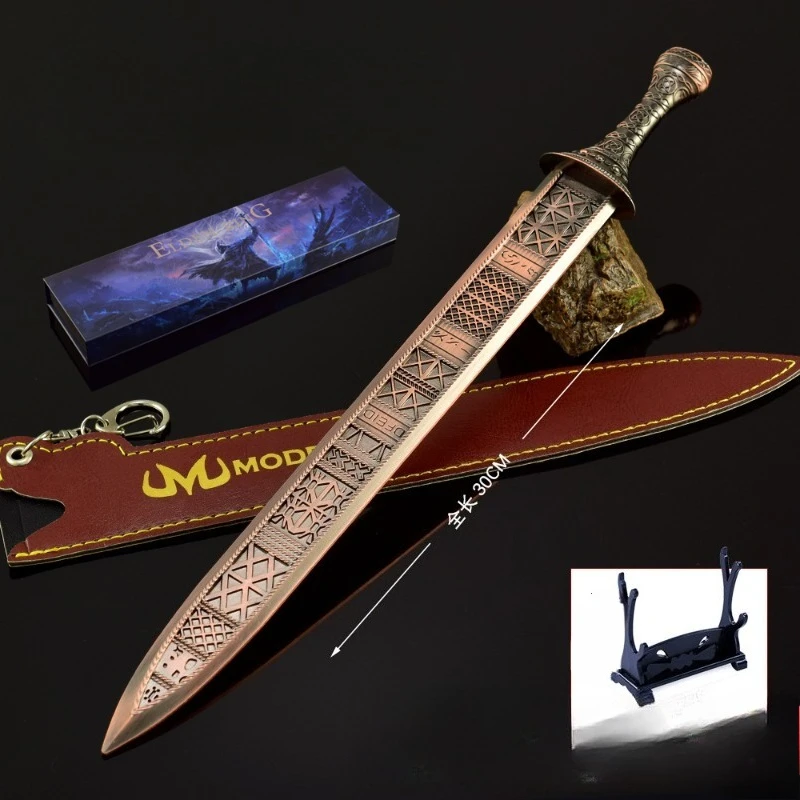 30 ซม./11.81 นิ้วเอลเดนเกมอาวุธต่อพ่วงรุ่นโลหะหัตถกรรมเครื่องประดับโอเฮดาบบ็อกซ์ของขวัญรุ่นเครื่องประดับคอลเลกชันเดสก์ท็อป