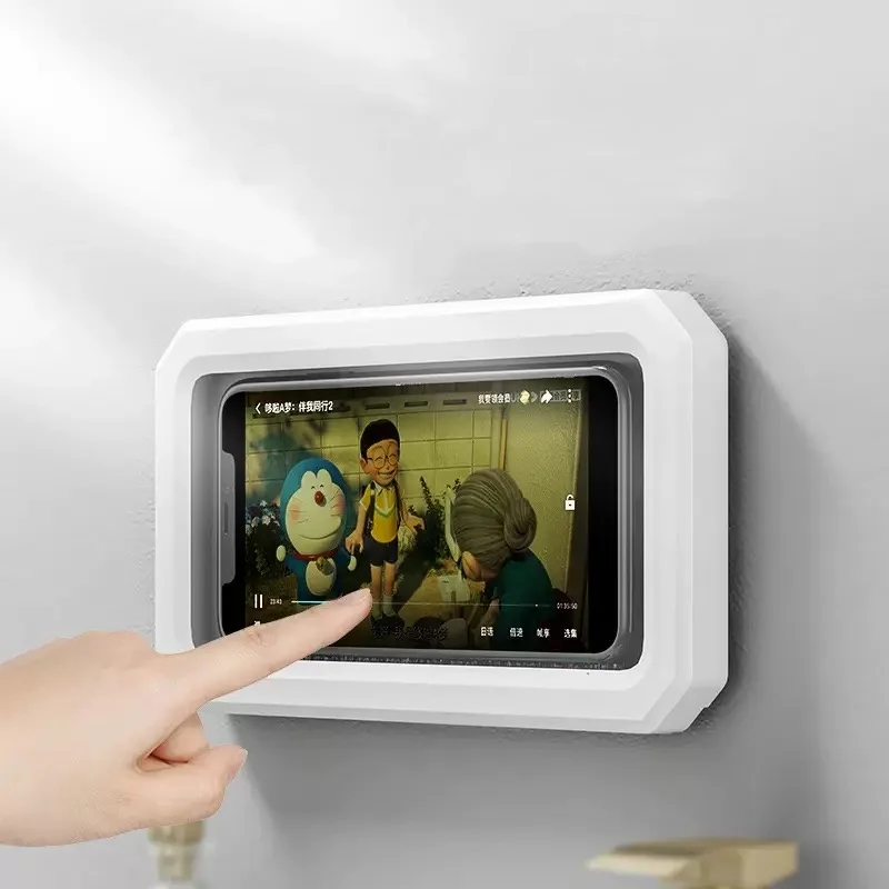 

Upgraded Version Waterproof Phone Holder - Suction Cup Shower Mount for Bathroom/Wall, Touch Screen Access & Steam-Proof Seal, Max 6.7" Phones