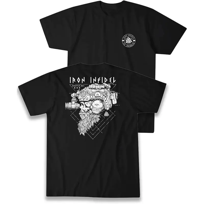 2026 New Trend Valhalla T-shirt American Beard Warrior Tactical Skull T-shirt New Pure Cotton Short Sleeve Round Neck T-shirt