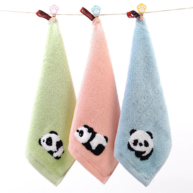 1Pcs 25x25cm Cartoon Panda Jacquard Baumwolle Baby Kinder Gesicht Handtuch Hand Waschlappen Wasser Saugfähigen Weichen – Detail 5