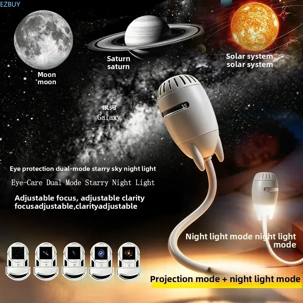 Dual-Mode Starry Sky Night Light, USB 5V, for Cars and Bedrooms—Milky Way, Planets, and Starry Sky Ambience Projection Light