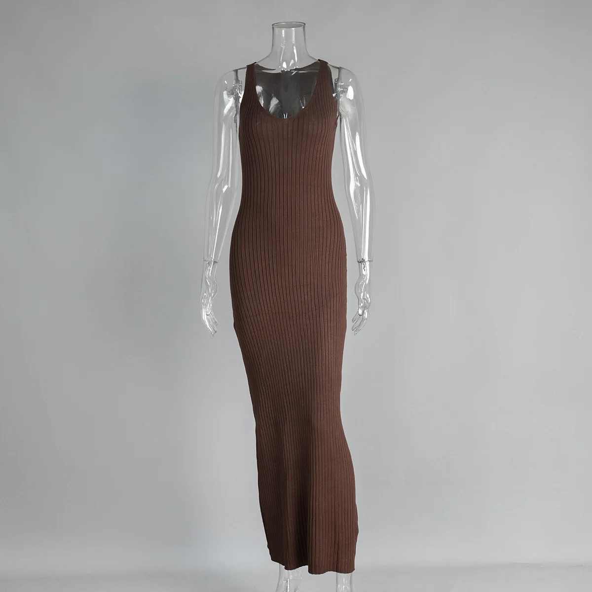 أزياء الصلبة متماسكة سليم حزام فساتين الربيع النساء الخامس الرقبة أكمام فستان طويل جديد الصيف عالية الخصر تريكو طول الركبة اللباس