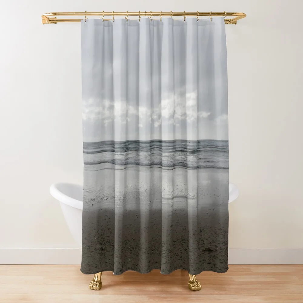

Rainy morning on a sandy beach V Shower Curtain For Shower Shower For Bathroom Set Curtain
