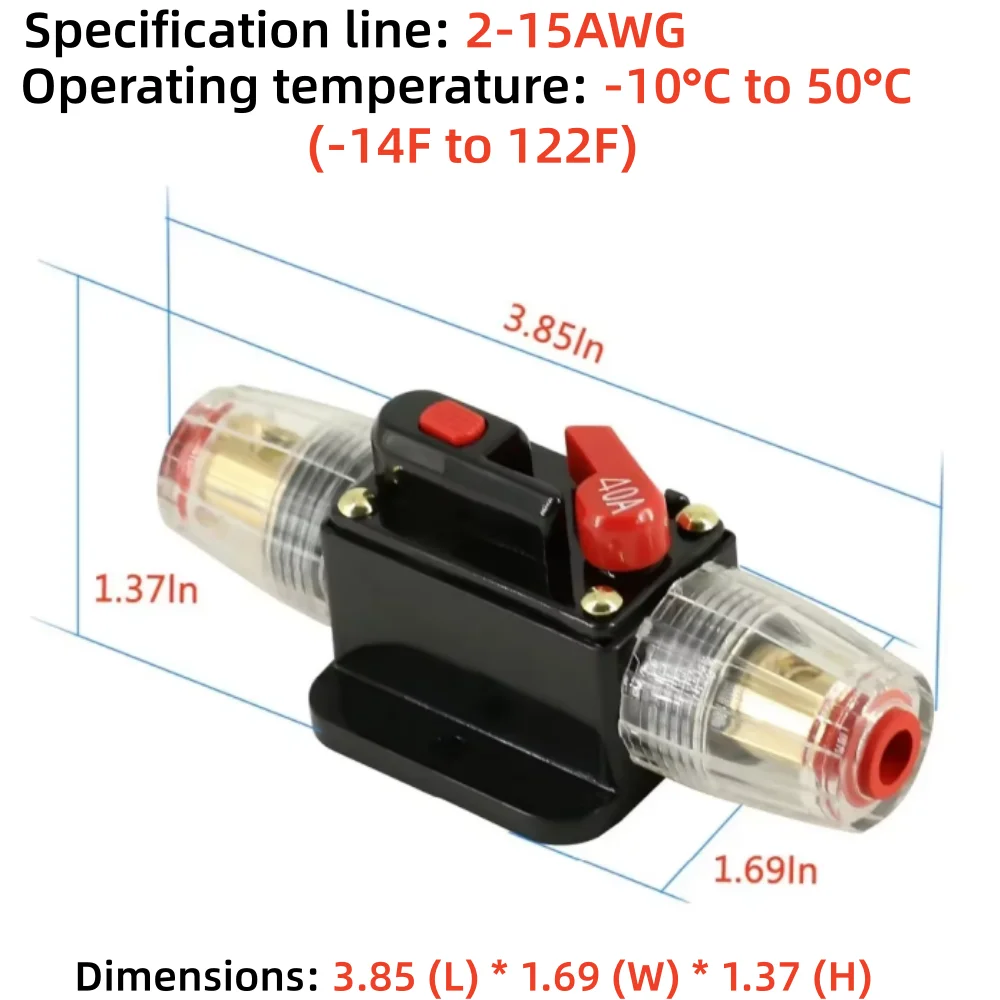 1PCS DC Circuit Breaker 20A 30A 40A 50A 60A 80A 100A 150A 200A 250A 300A Resettable Auto Fuse with Manual Switch