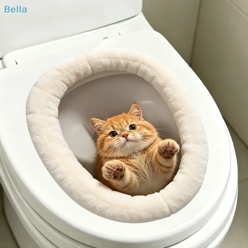 〔M〕Funny 3D Cat Toilet Stickers Self-adhesive DIY Wall Sticker Squirrel Water Resistant Toilet Seat Decals 1PC