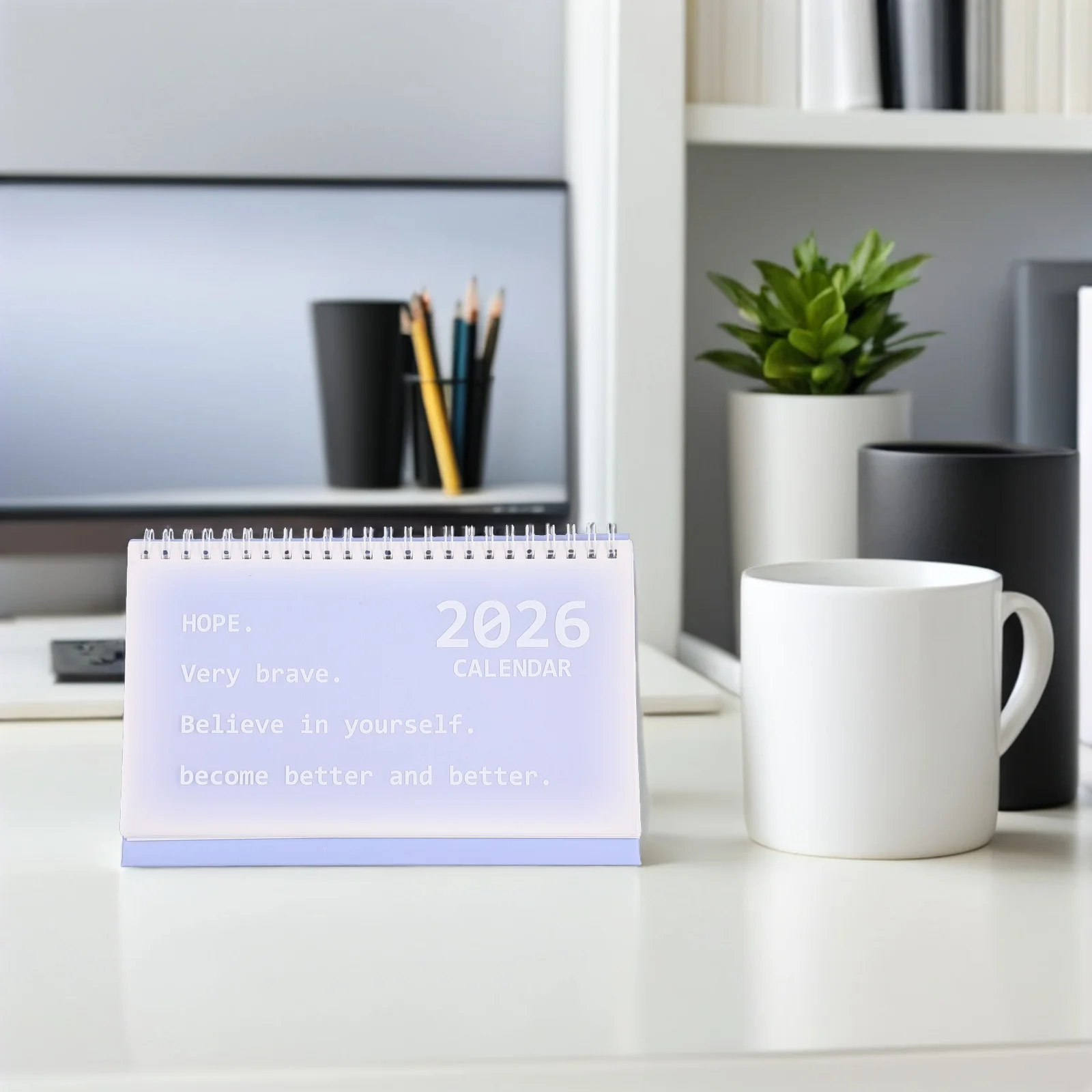 

Desk Calendar 2026 Spiral Bound Minimalist Standing Monthly Weekly Planner for School Office Daily Scheduling and Planning