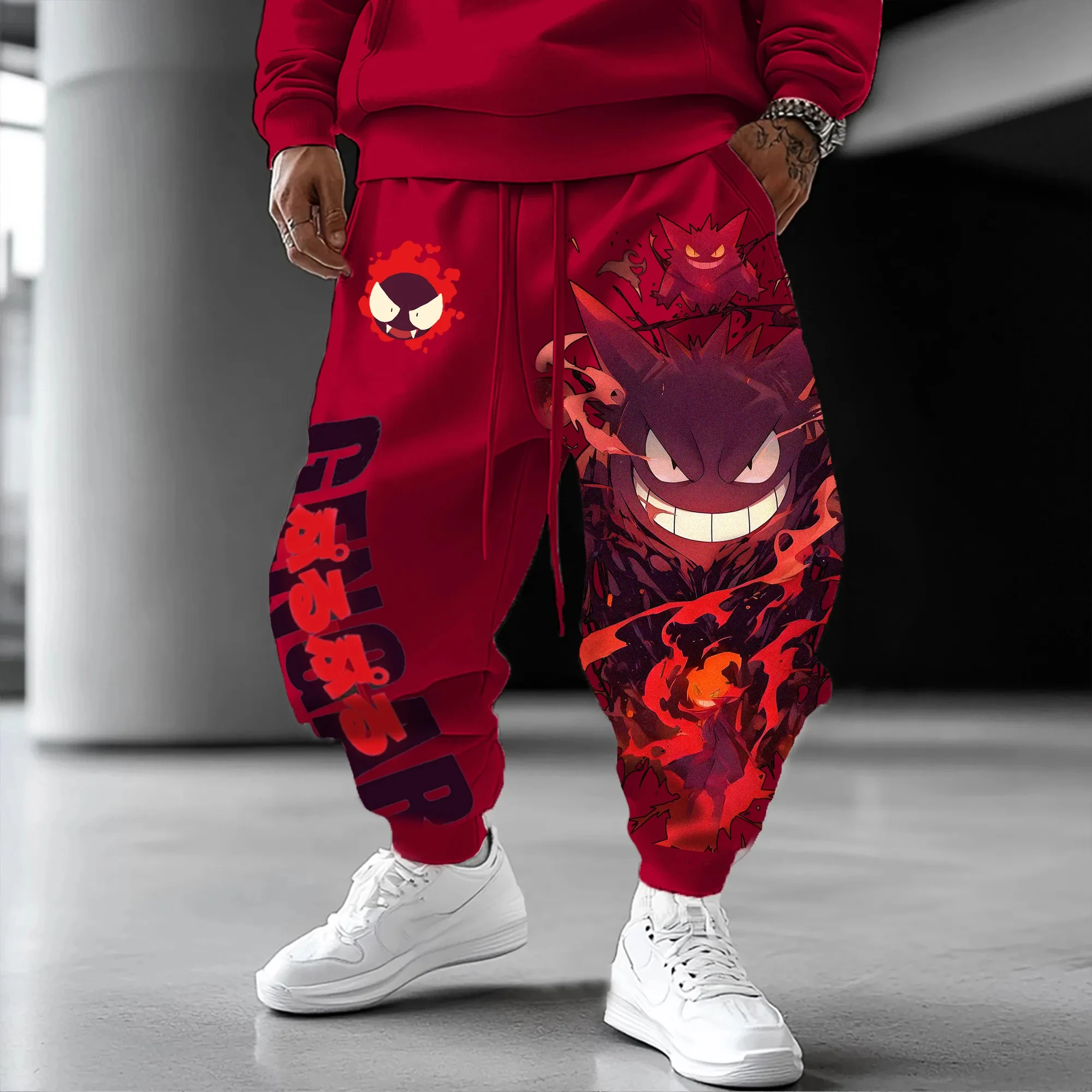 

Pokémon Cartoon Gengar Print Sweetpants 2025 Men's and Women's Autumn and Winter Anime New Harajuku Casual Loose Tapered Pants