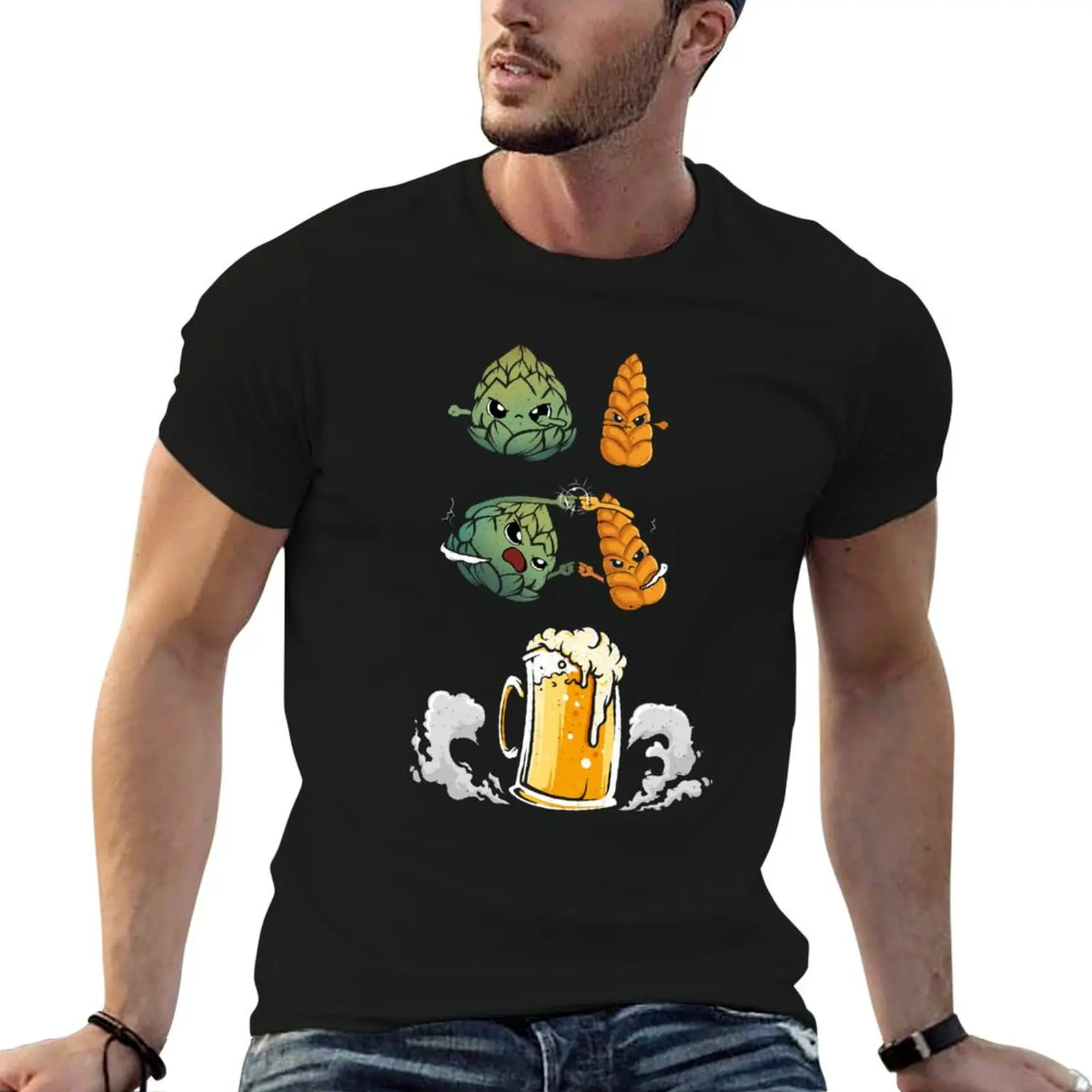 Hops & Malt Fusion to Beer - Funny T-Shirt Abstract Pattern Print Top