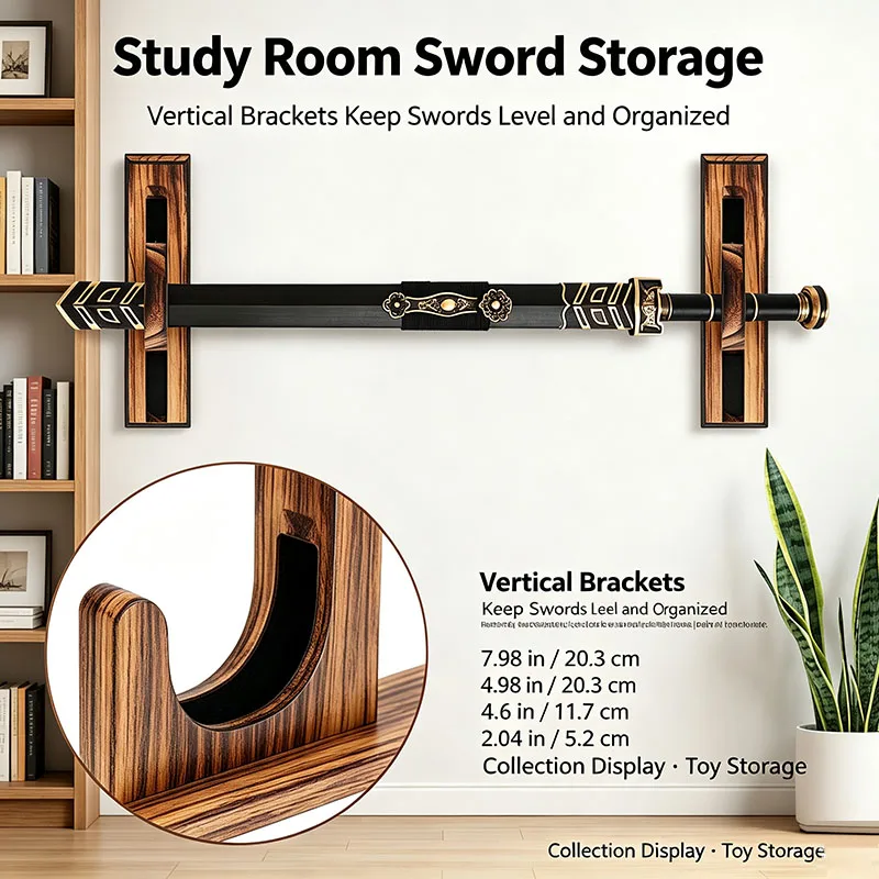 2 Pcs Sword Hanger Display Stand Holder Wall Mounted Decorative Rack Collection for Holders