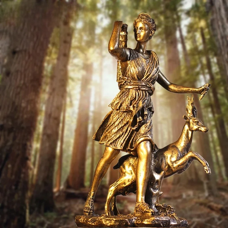 Estatua de la diosa de la luna, luna creciente, mitología romana griega, escultura de resina de Selene Luna para el hogar, Altar, decoración Celestial de bruja