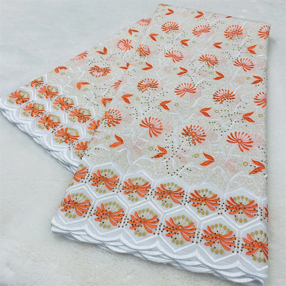 

Cotton Lace Fabric High Quality 2026 Swiss Voile In Switzerland Lace Embroidery Dry African Nigeria Wedding Dress Lace Fabric 76