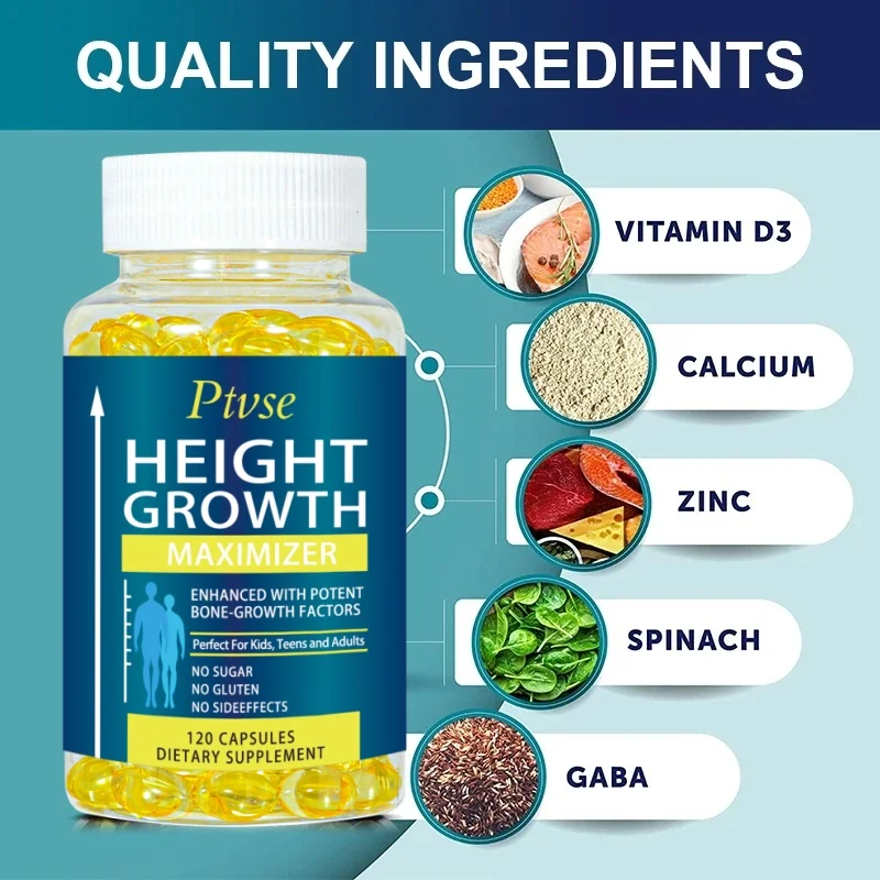 Height Growth Capsules Promote Bone Growth and Health Calcium Vitamins Get Taller Supplement