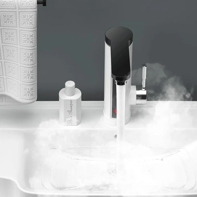 3300W เครื่องทำน้ำอุ่นก๊อกน้ำ LED Ambient Light จอแสดงผลอุณหภูมิห้องน้ำห้องครัวความร้อนทันทีแตะ