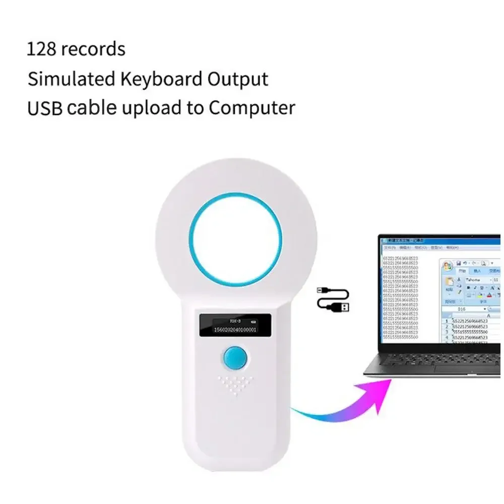 Animal Tag Reader RFID Reader Pet Microchip Scanner RFID Animal Chip ID Reader Support Label/Tag EMID FDX-B(ISO11784/85)