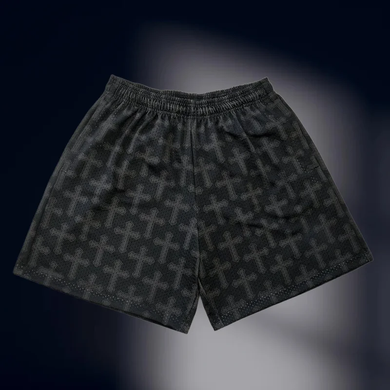 Męskie spodenki gimnastyczne Christian Workout z nadrukiem Anioła Krzyżowego, szybkoschnące, oddychające, z kieszeniami, do biegania i fitnessu