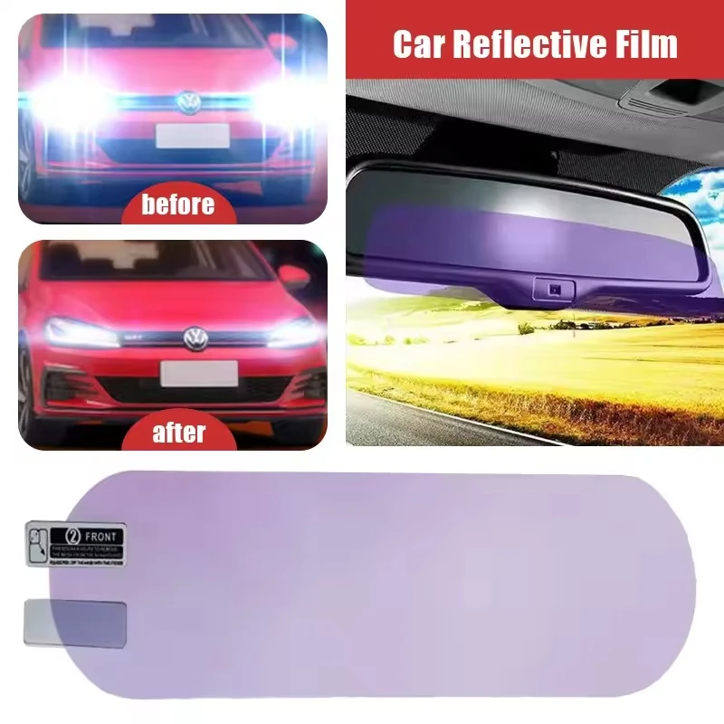 Car Rearview Mirror Anti Glare Film, Night Reversing Glare Protection Sticker, Safe Driving Protection Film Accessories