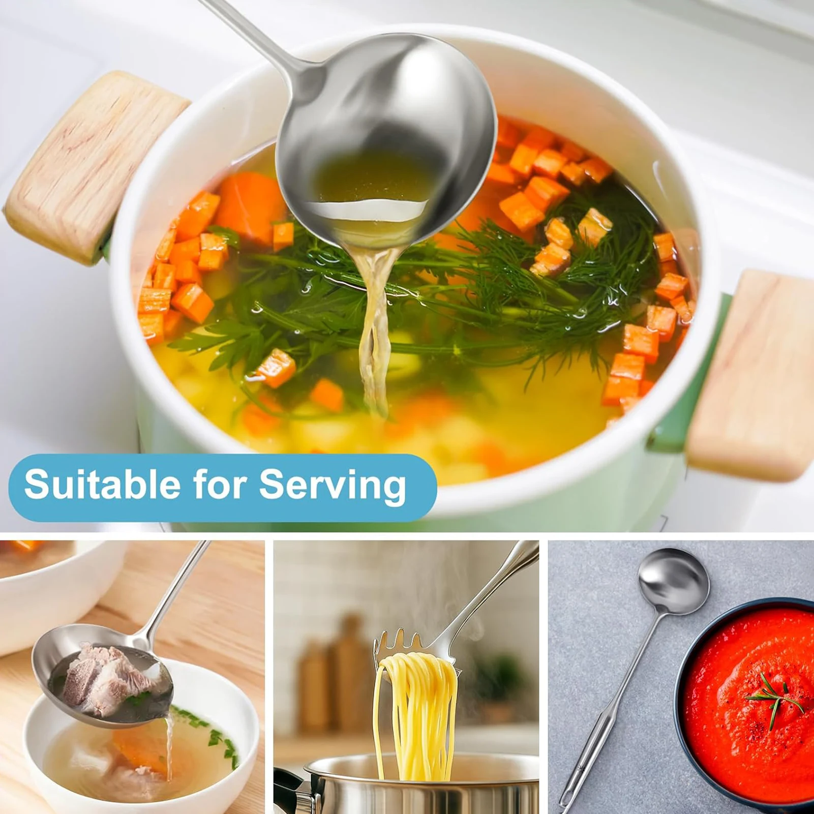 

Stainless Steel Ladle Spoon Heat Resistant Heavy Duty Ladle Kitchen Utensils for Kitchen Accessories