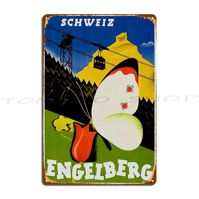 Vintage Engelberg Switzerland Travel Metal Sign Wall Cave Wall Decor Home Garage Plaques Custom Tin Sign Poster