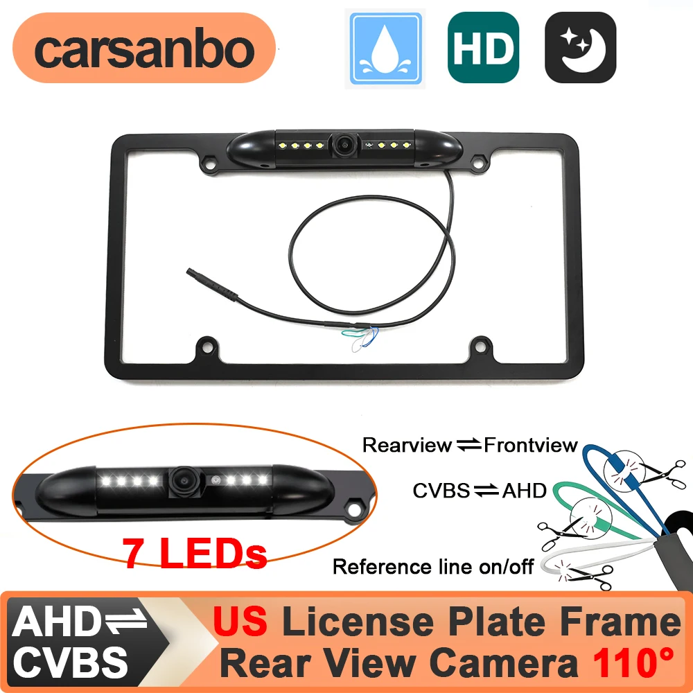 camera-de-recul-hd-carsanbo-pour-cadre-de-plaque-d'immatriculation-americaine-etanche-vision-nocturne-camera-de-recul-pour-voiture-us-avec-7-led