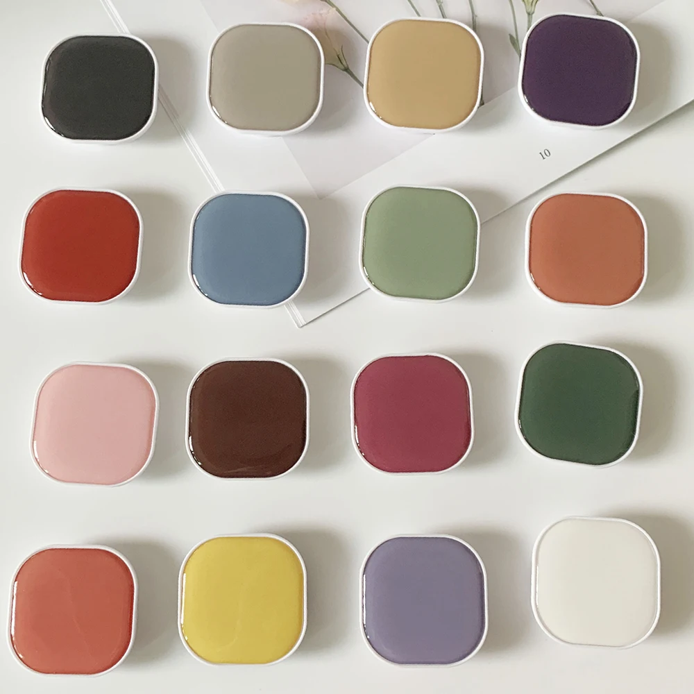 แหวนพับได้สีทึบทรงสี่เหลี่ยมที่วางโทรศัพท์ iPhone ที่วางโทรศัพท์ซ็อกเก็ตรองรับ Samsung ที่วางด้ามจับกระเป๋า