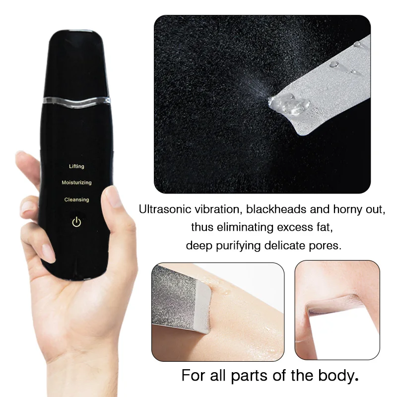 Ultrasonic Skin Scrubber Face Blackhead Acne Removal Device Peeling Shovel Exfoliator Clean Machine Facial Vibration Massager