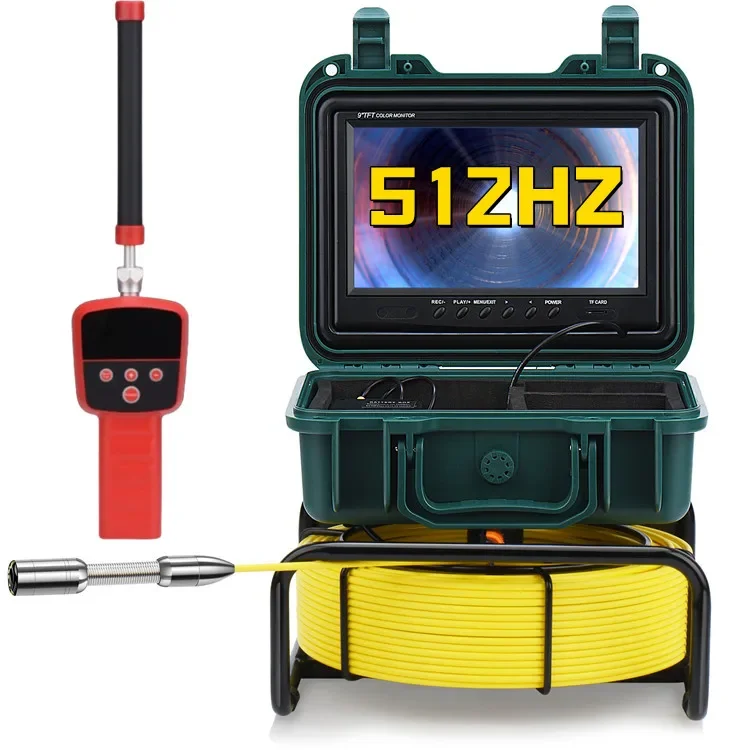 50M Pipe Inspection Camera  9inch Screen Sewer Camera with 512HZ + Self-leveling IP68 Waterproof DVR Record Video with Lights