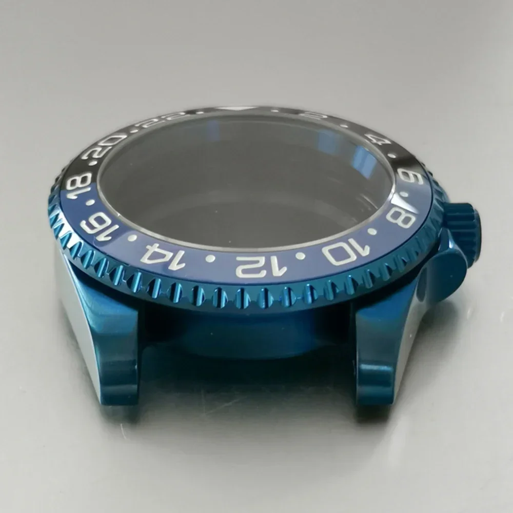 Electroplated Blue SUB Case 316L Stainless Steel 40mm Sapphire Glass Mirror Watch Case for NH35 NH36 Movement NEW DIY