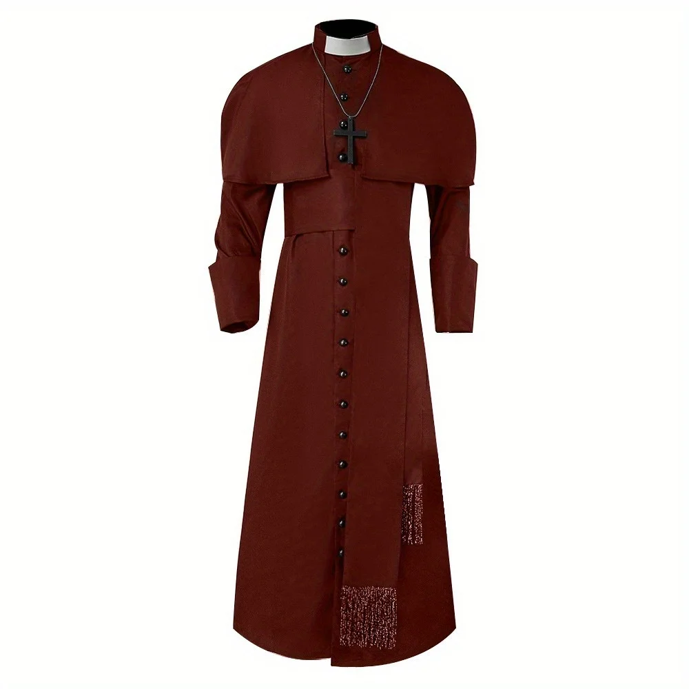 Medieval Solid - Color Priest Cosplay Costumes: Halloween Wizard and Church Cleric Role - Playing Outfits