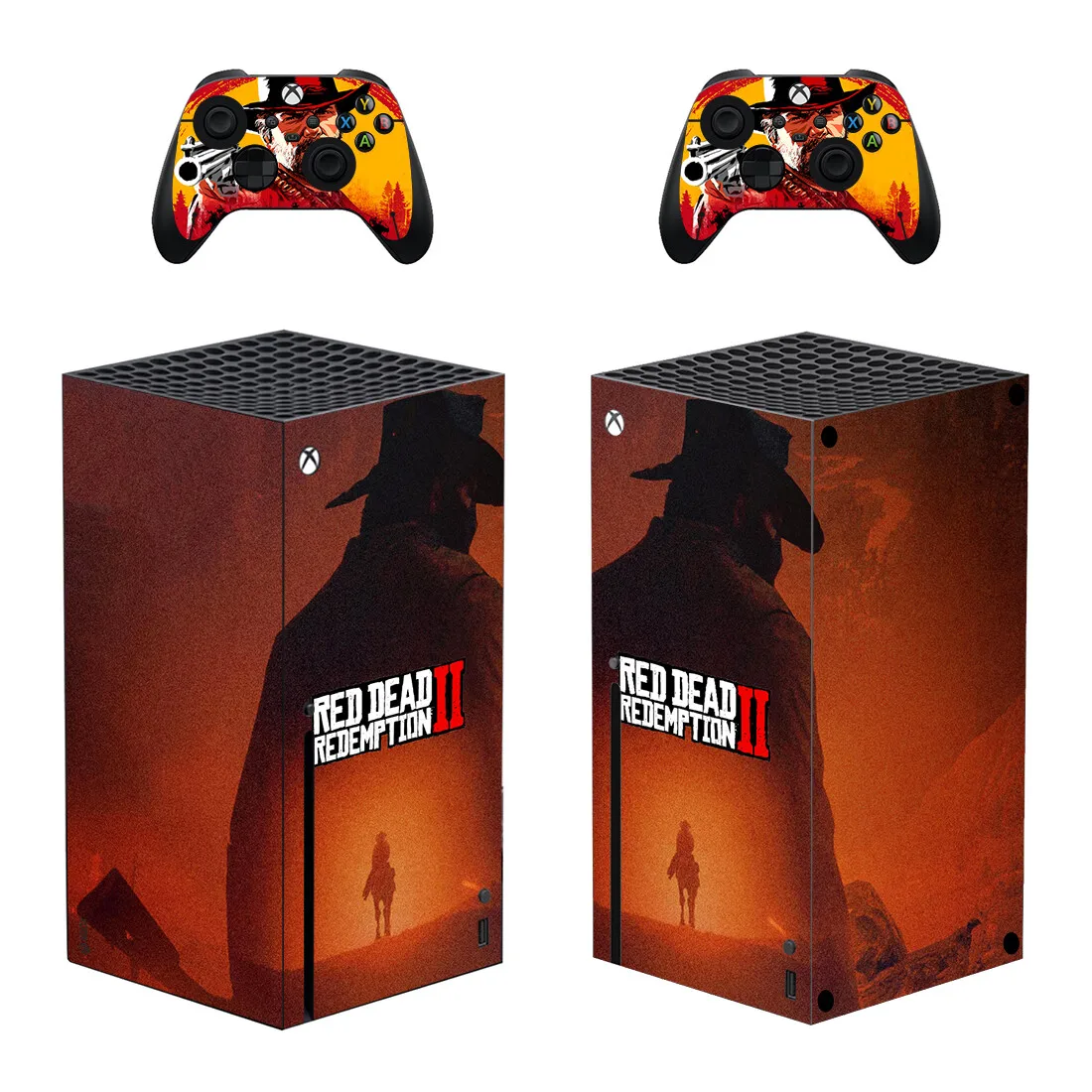 Red Dead Redemption 2 Skin Sticker Decal Cover for Xbox Series X Console and 2 Controllers Skins Vinyl