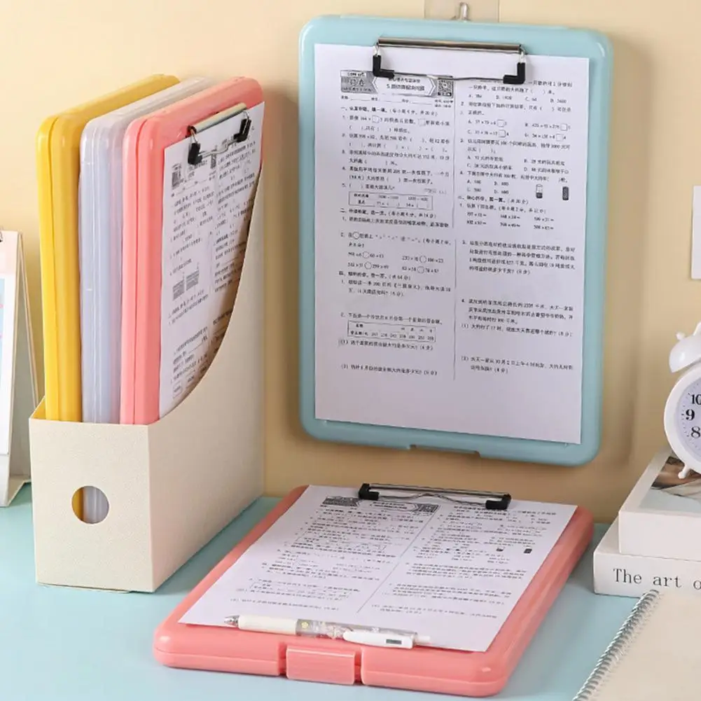 File Box with Clipboard Multifunctional File Case Capacity A4 File Storage Box with Clipboard Multifunctional for Examination