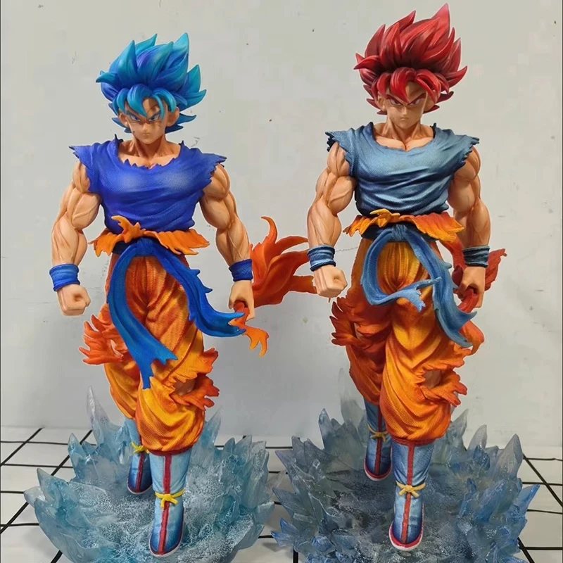 

33 см Статуя JT Dragon Ball Z Son Goku Фигурка Goku Blue Led Base Super Saiyan Фигурки Коллекция Модель Игрушки Рождественский Подарок