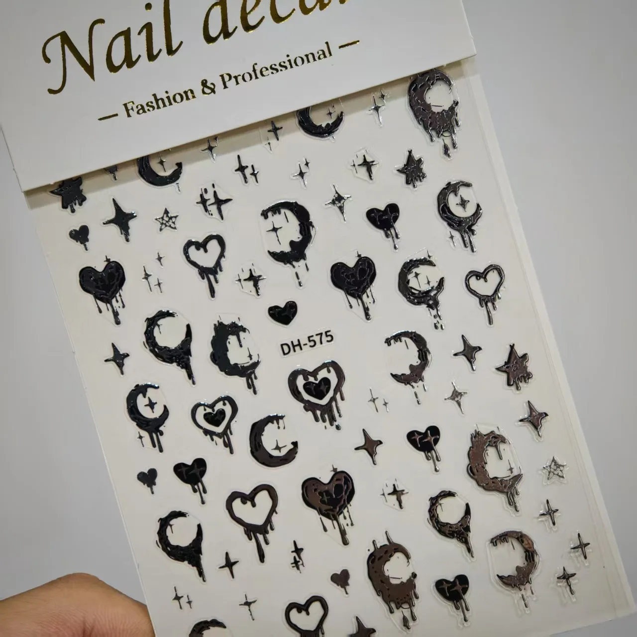 1 Set Liquid Silver Butterfly Nail Stickers Dark Lava Star Moon Self Adhesive Y2K DIY Nail Art Decor
