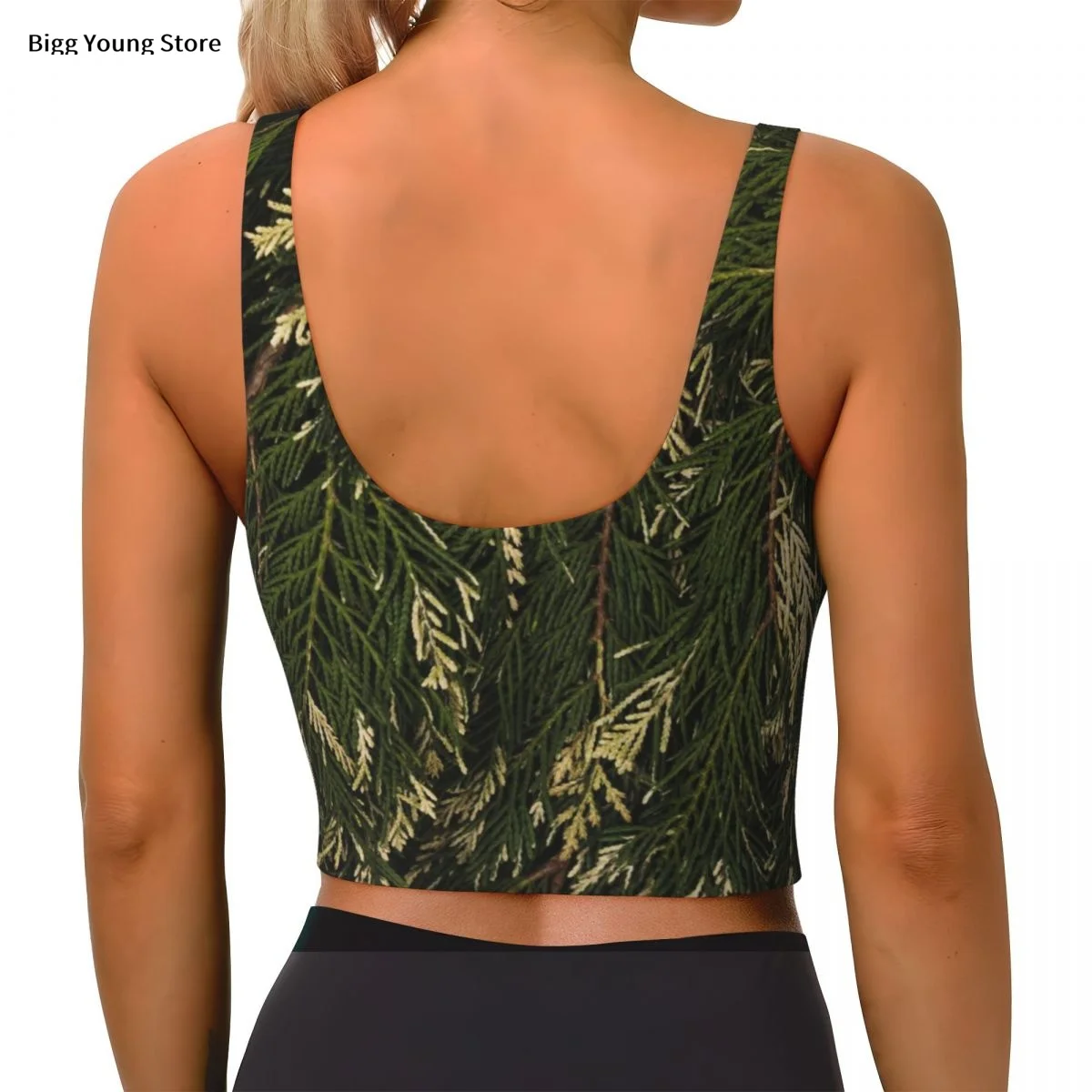 Gilet da yoga Donna Palestra Sport Crop Top Mucchio Pianta insolita Ramoscelli Streetwear Allenamento Canotta traspirante Donna