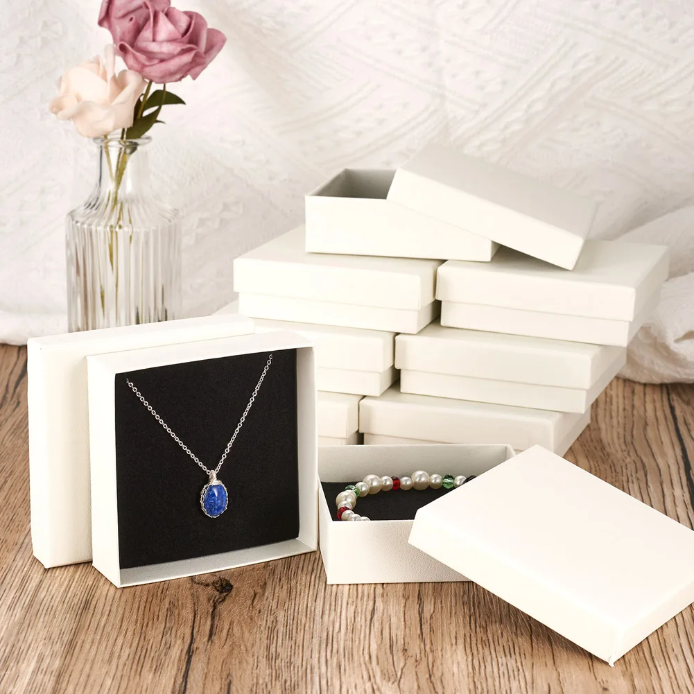 Schmuck Geschenk Box Armband Halskette Ohrringe Ring Organizer Lagerung Box Papier Karton Schmuck Verpackung Behälter mit Schwamm