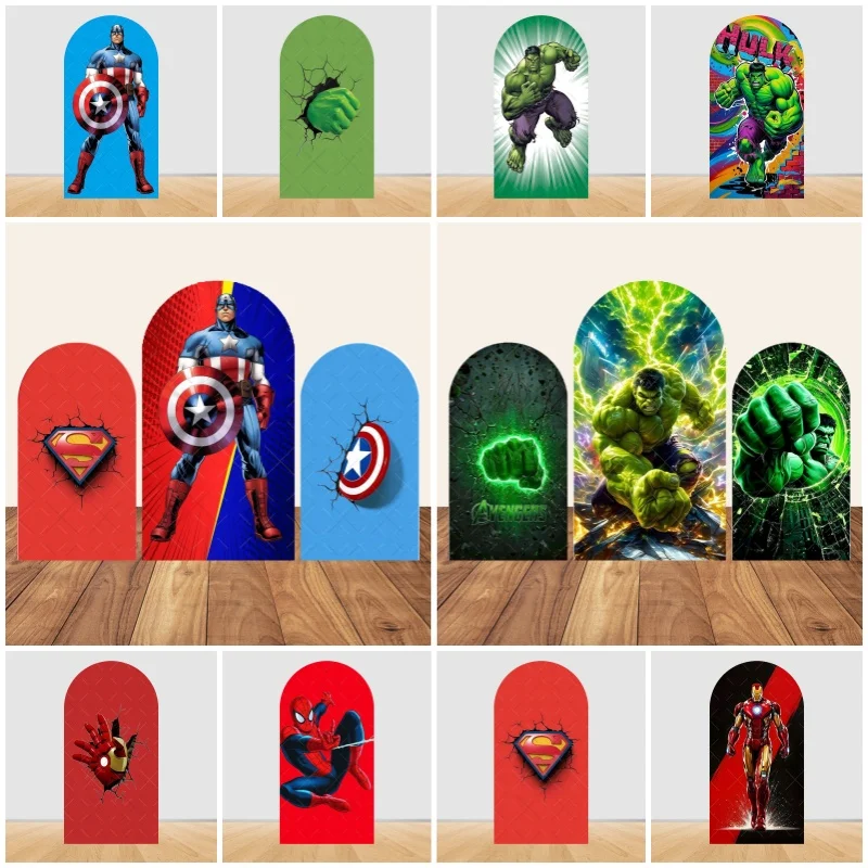 Marvel Avengers Theme Arch Photography Backdrop Ironman Spiderman Boy's Birthday Party Decor Baby Shower Background Photo Studio
