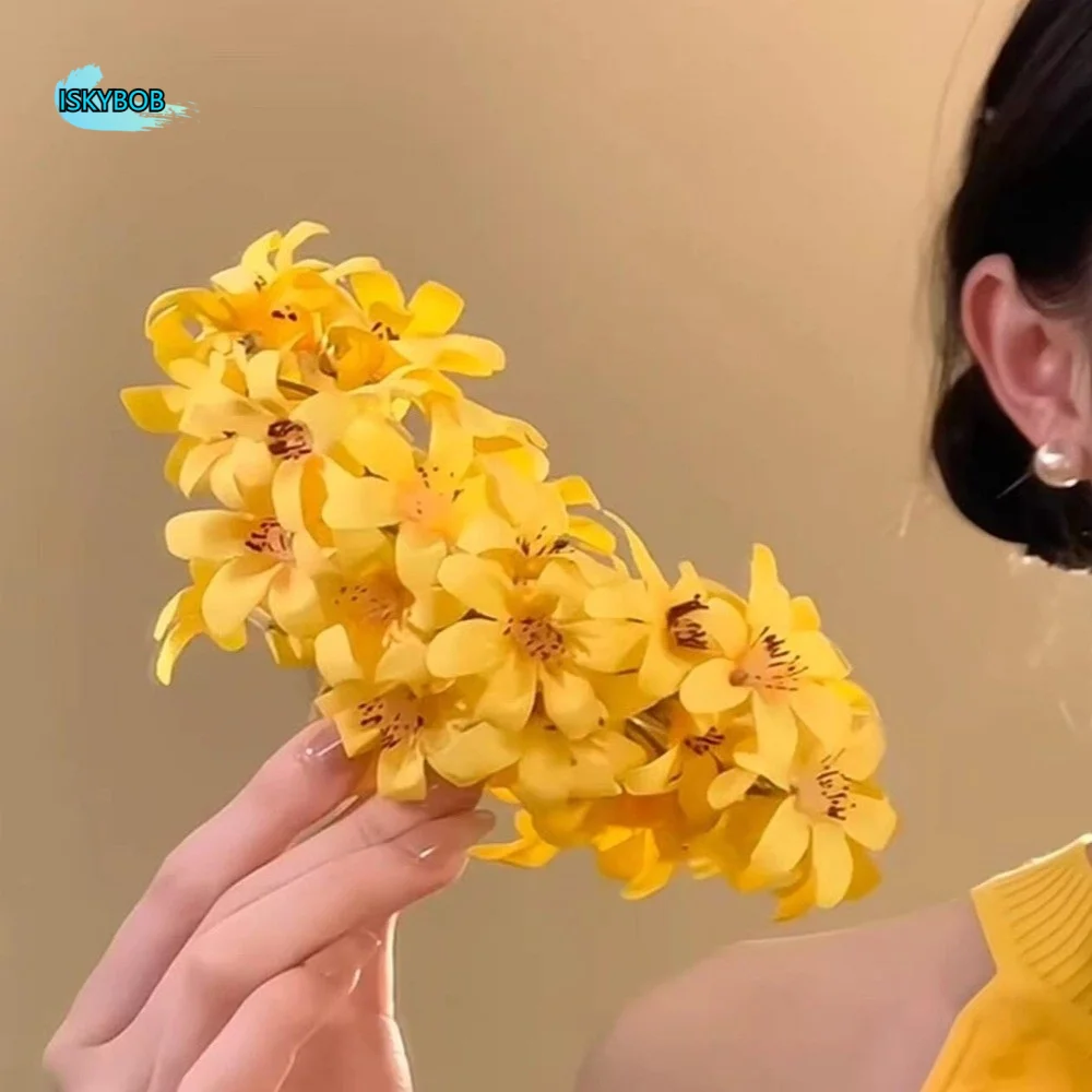 

Fashion Sweet Beach Floral Hair Claw Delicate Solid color Vacation Style Shark Clip Super Fairy Acrylic Elegant Hair Clip Women