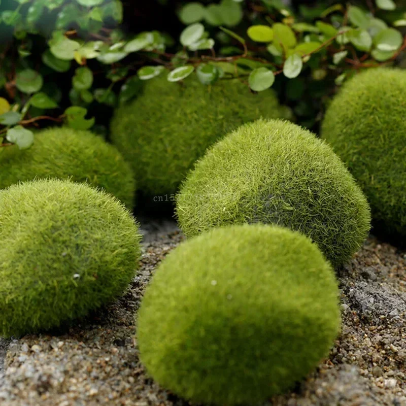 1pcs Fake Stone Artificial Moss Rocks Home Decor 3/6/8/10cm Simulation Plant DIY Decoration for Garden and Crafting Green