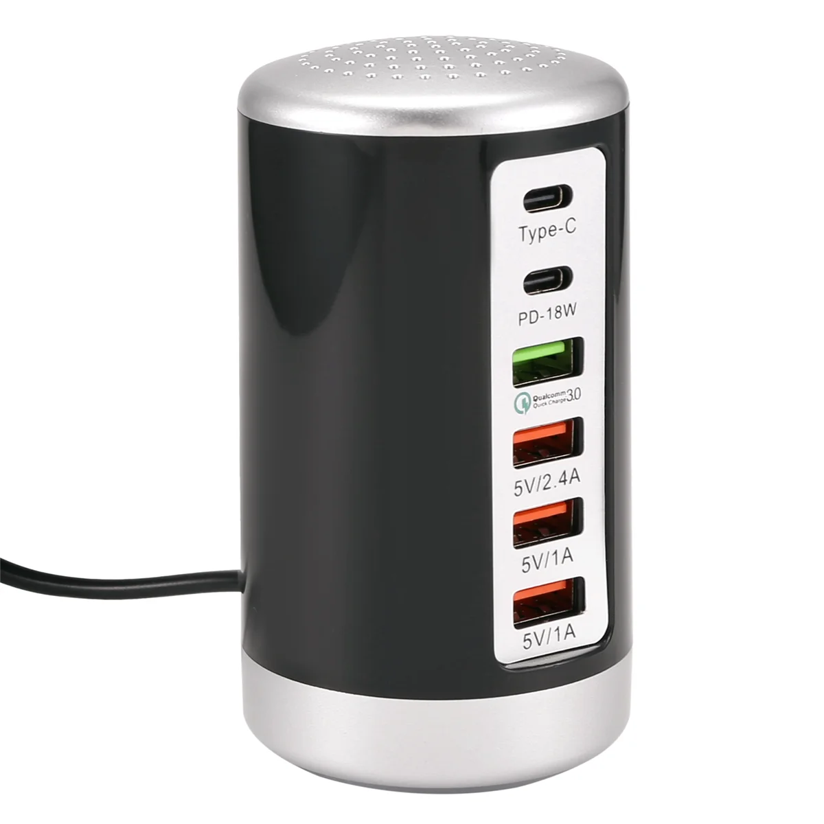 Cargador multipuerto USB de 65W, concentrador QC3.0, cargador rápido de 6 puertos tipo C PD, estación de carga para teléfono móvil, enchufe B de EE. UU.