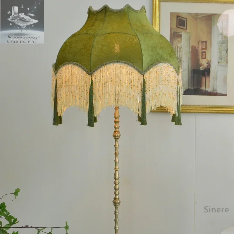 

Торшер с кисточкой из рисовых бусин в стиле ретро, французско-американской лампы для гостиной, спальни, кабинета
