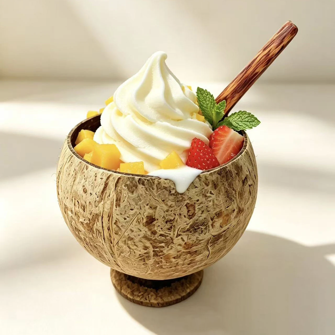 1/2PC Natural Coconut Shell Bowl 3 Sizes Coconut Bowl for Acai Smoothie Salad Fruit Dessert  Reusable Light Food Container