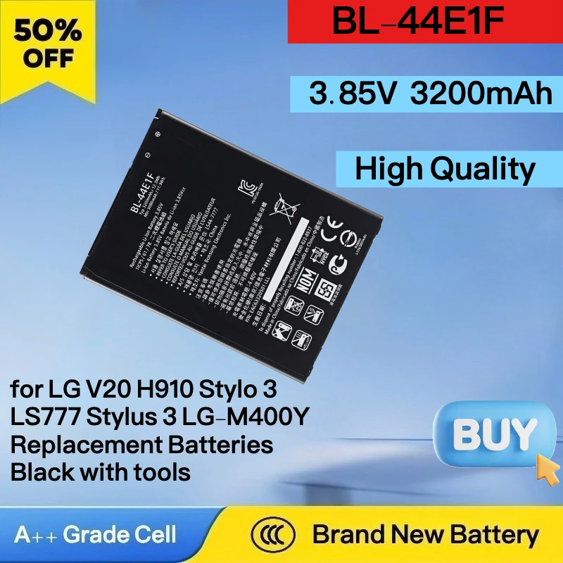 

Brand New 3200mAh BL-44E1F Phone Battery for LG V20 H910 Stylo 3 LS777 Stylus 3 LG-M400Y Replacement Batteries Black with tools