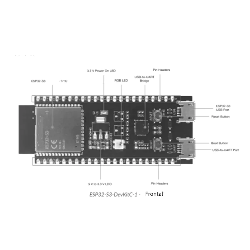 ESP32-S3-Devkitc-1 ontwikkelingsbordmodule uitgerust met de ESP32-S3-1-N16R8-module WIFI-AU47